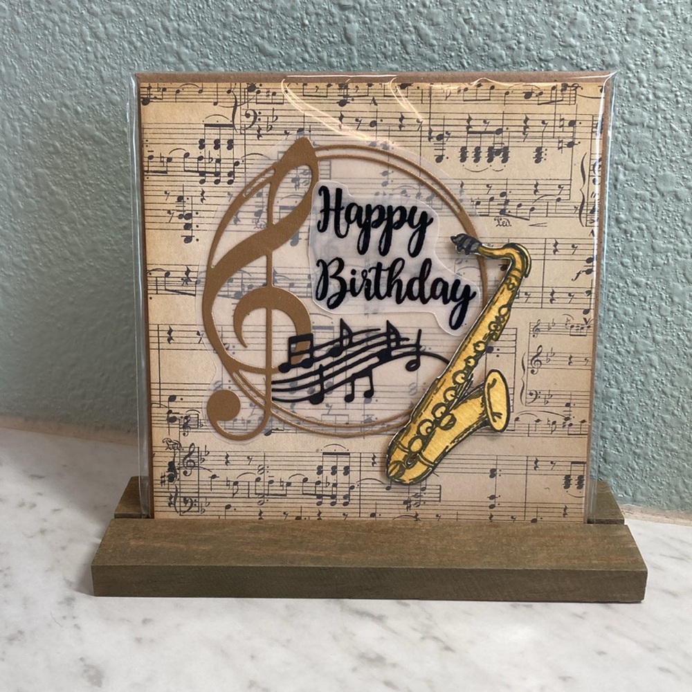 Happy Birthday Saxophone Handmade Card